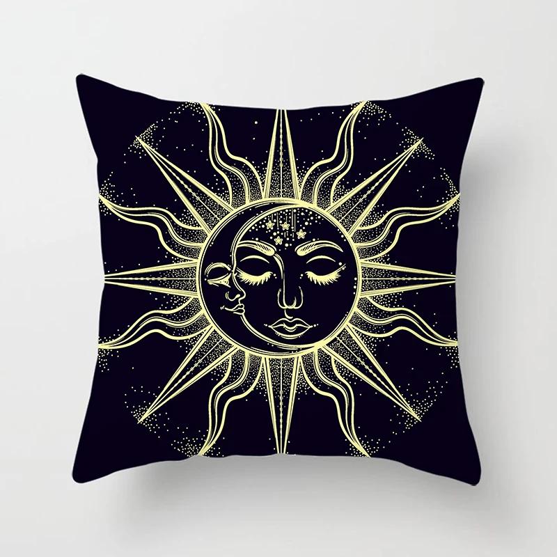 Home Decor Sun & Moon Themed Cosmic Throw Pillow Covers Pattern Cushion Cover Suitable For Sofa Bedroom Car Pillow Cover