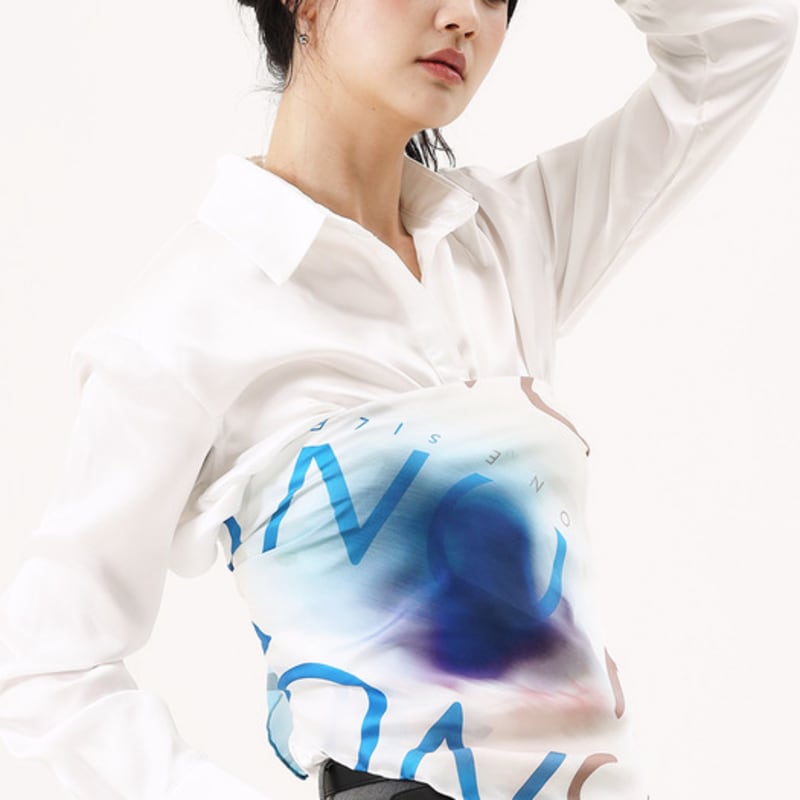 

ONSZ Ink Bleeding Logo Silk Scarf BLUE