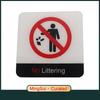Acrylic Creative Signage No Littering Sign Wall Label Sticker Warning Badge for Office Schools Hospitals Parks Streets Shopping Malls Scenic Spots