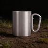 Stainless Steel Mountaineering Water Cup Button Coffee Camping Mug With Carabiner Handle Climbing Hiking Backpacking Travel Cups