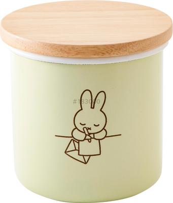Fuji Emalj Miffy Pastell Förvaringsburk Burk Trälock med Packning 9cm Ljusgrön Bokstav Miffy Emalj