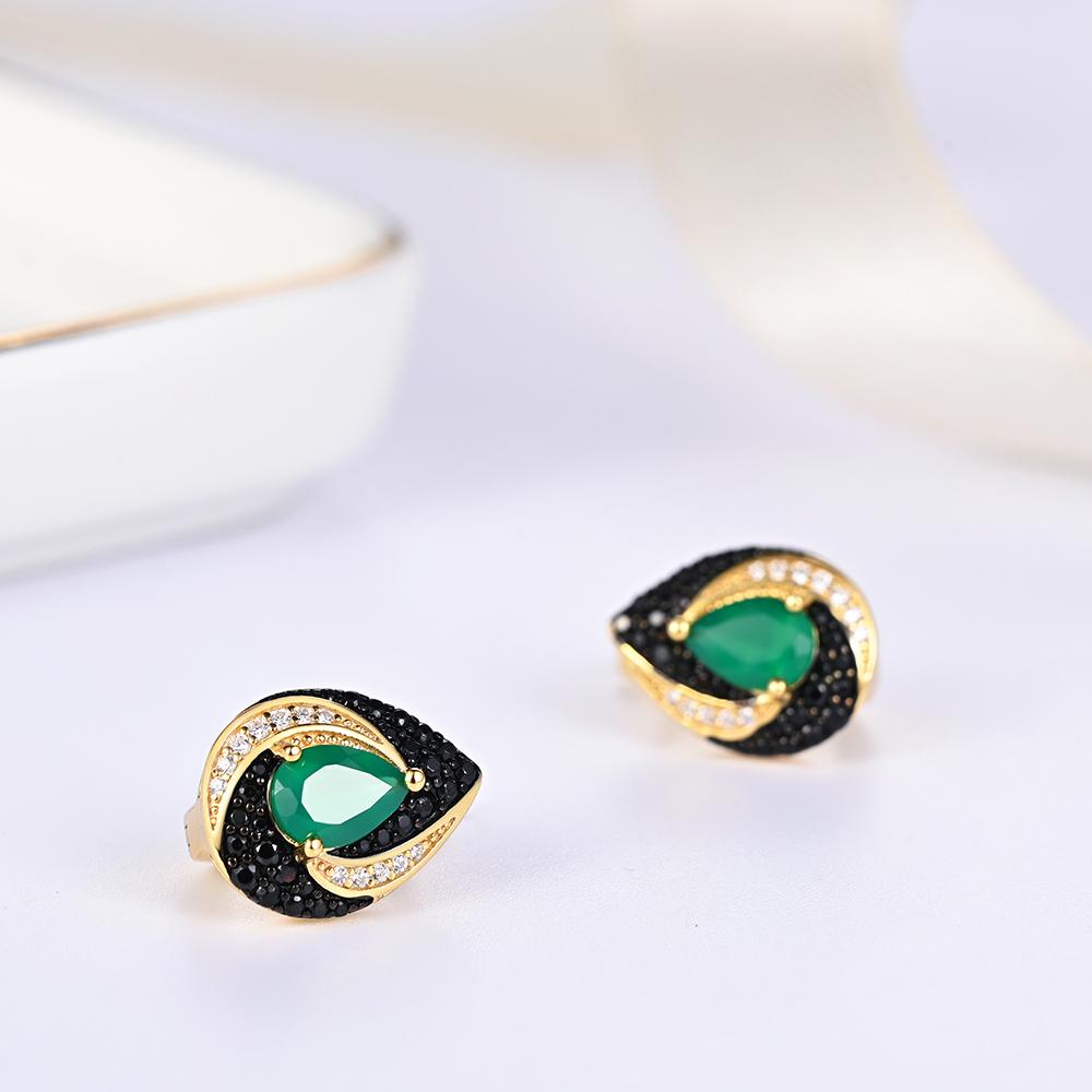 Vintage Design 925 Sterling Silver Clasp Earrings Natural Agate Pear 5*7mm Real Gemstones Fine Jewelry for Women's Banquet Gifts