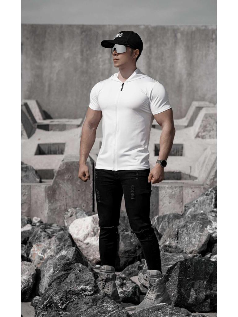Men's Quick-Dry Slim Fit Hooded T-Shirt for Fitness & Running