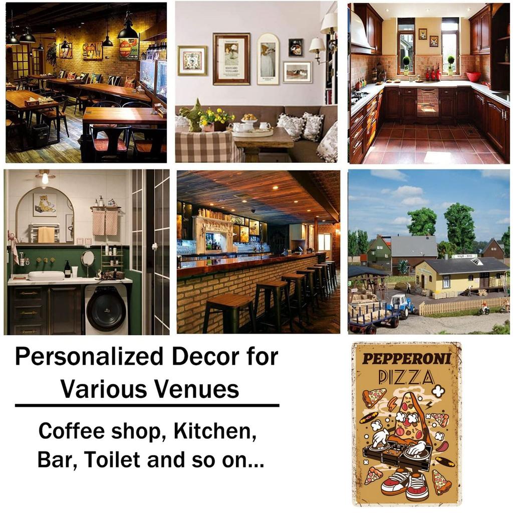 Vintage Pizza Metallschild Pepperoni Pizza Bestes der Stadt Schild Wanddeko für Zuhause Pub Café Club Kunstdekoration 8x12 Zoll