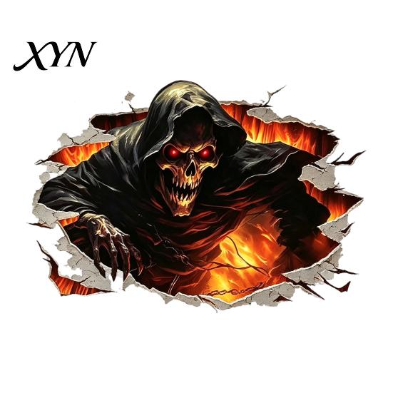 Decorative PVC Wall Art for Living Room Halloween 3D Decal, Breakout Illusion Sticker with Skull Ghost, Spooky Ghost Decor Party, Peel And Stick
