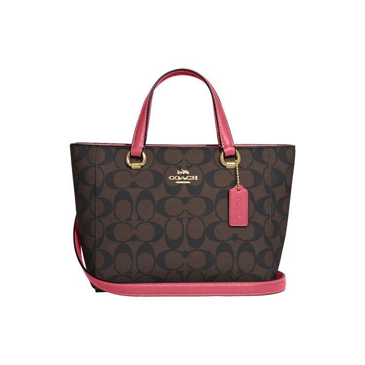

Coach Alice 21 Zipper Tote Bag With Multi-Functional Pockets Women Tote Bag Brown Watermelon-Red CA613-IMUOE Basic Set (Bag+Dust Bag)