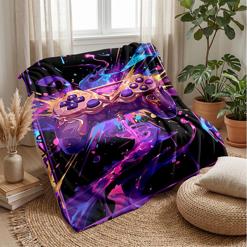 Vibrant Gaming Controller Art Theme blanket Lightweight Warm Flannel Blanket Decorative Throw Blanket for Home Decoration