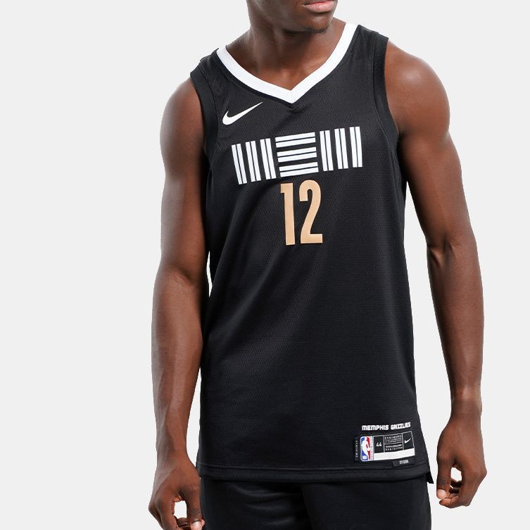 Nike Ja Morant Memphis Grizzlies No. 12 City Edition Fan Jersey 2023-24 Season Men Tops Black White DX8507-011