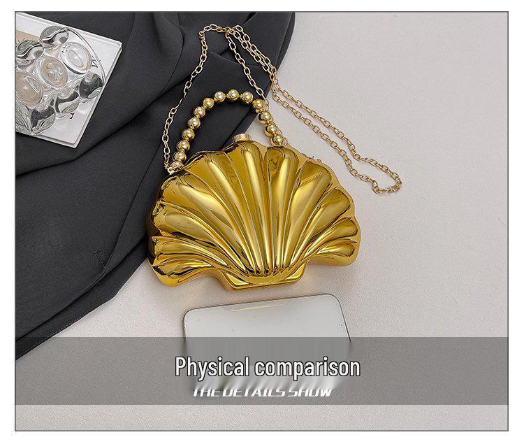 Trendy Mini Crossbody Bag with Shiny Pearl Chain - Embossed Texture, Light Luxury Fashion for Women