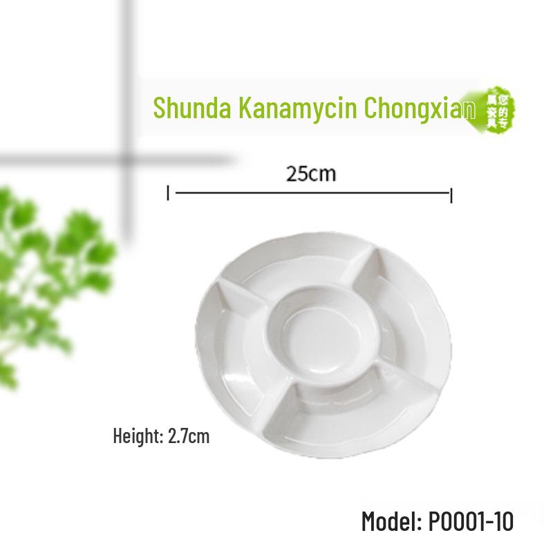 Melamine A5 Round Platter with Five Compartments for Snacks and Fruits