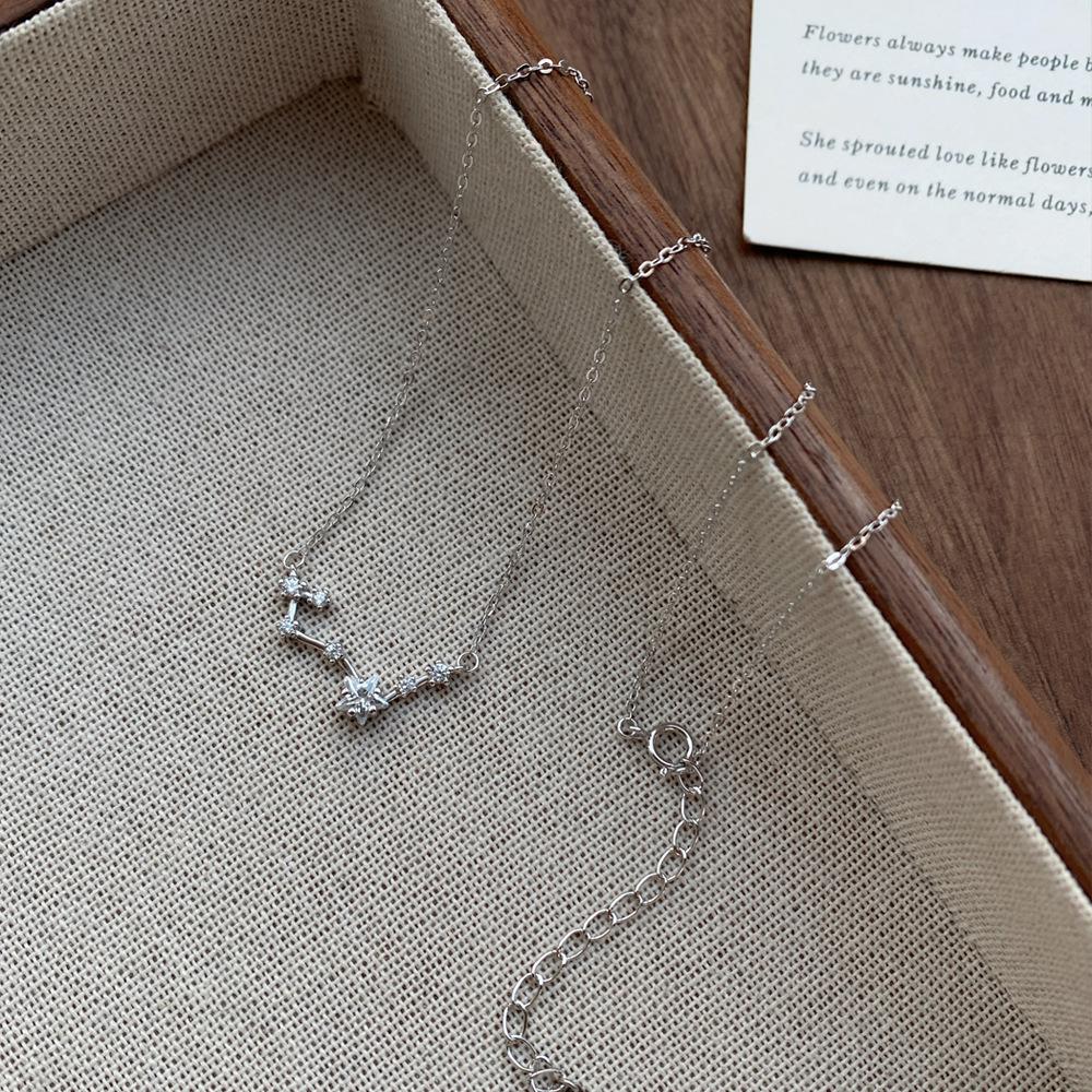 S999 Sterling Silver Big Dipper Necklace for Women - Niche, Light Luxury Design, Elegant Clavicle Chain, Perfect for Valentine's Day Gift.