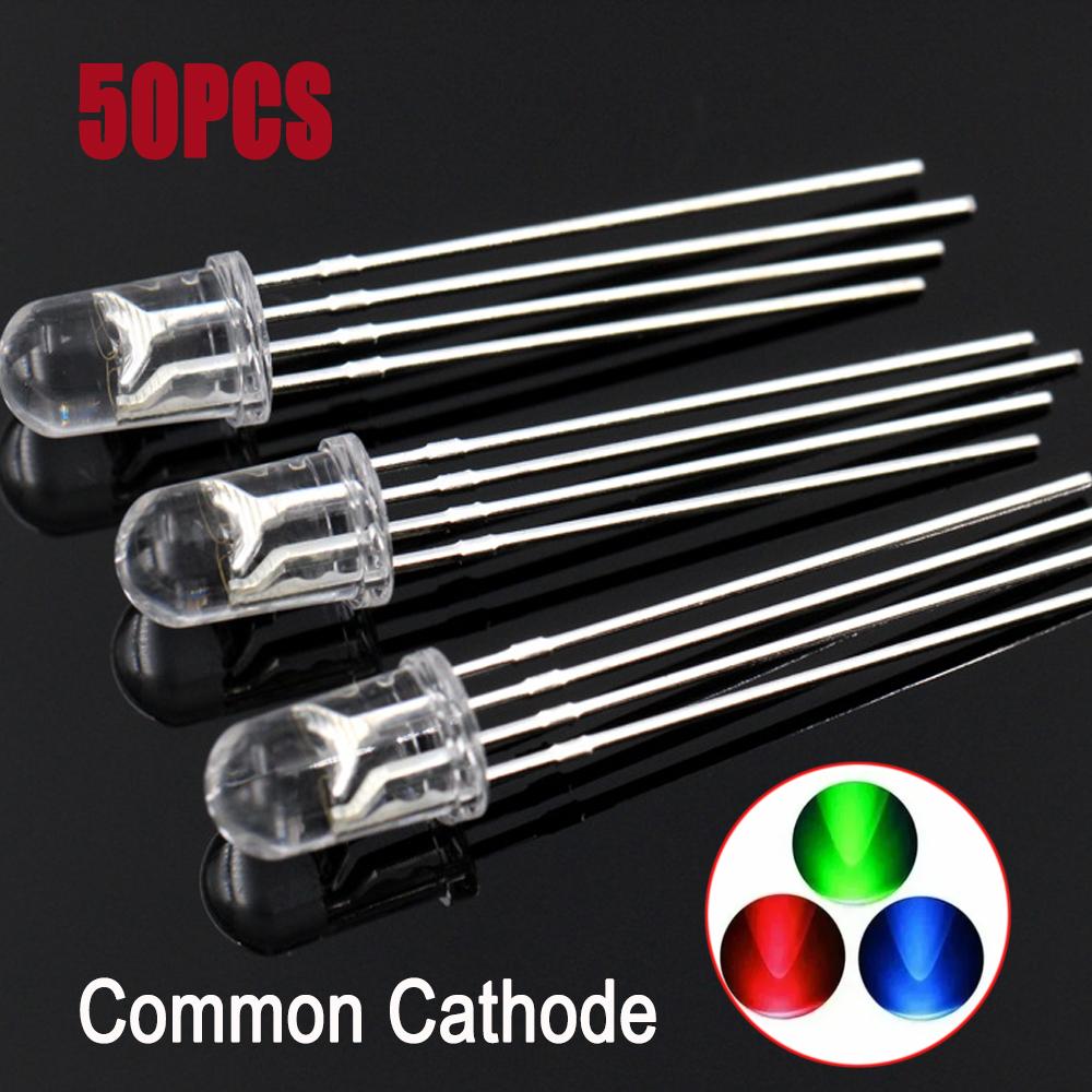Full-color 5mm RGB LED Diodes Common Cathode/Anode Four Feet Transparent Red/green/blue Highlight Color Light 5mm Diode Colorful