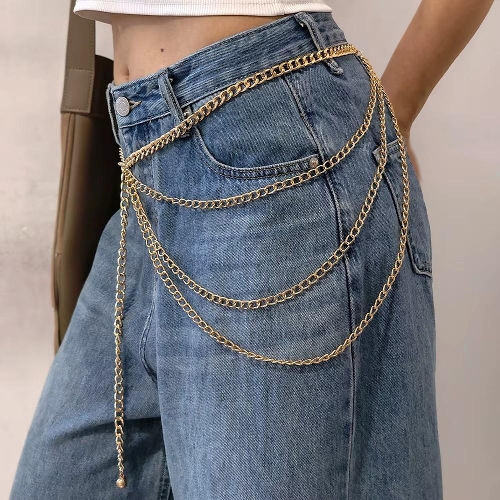 Multi layer Tassle Waist Chain Vintage Hip Hop Waist Chain Trendy Jeans Chain Belt  for Women
