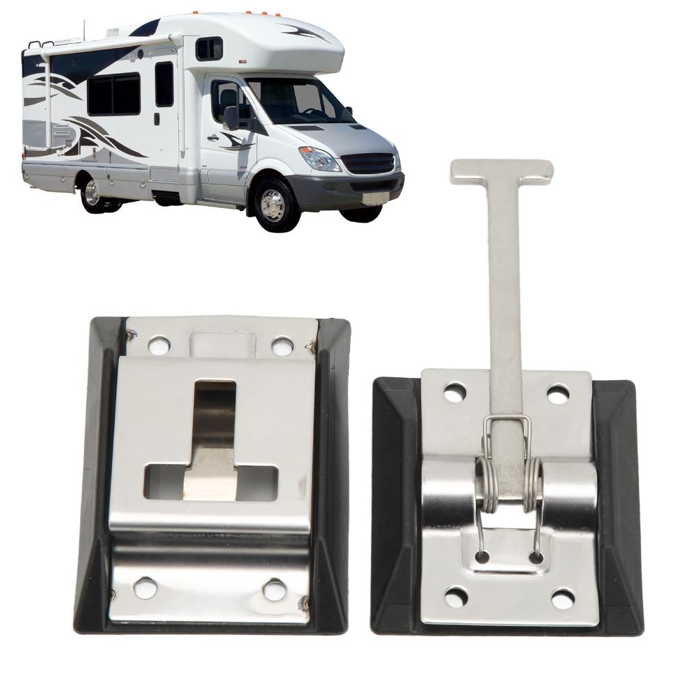 with Screws 304 Stainless Steel Trailer Door Holder Silver Heavy Duty Door Latch T-Style Catch RV Door Holder Travel Trailers