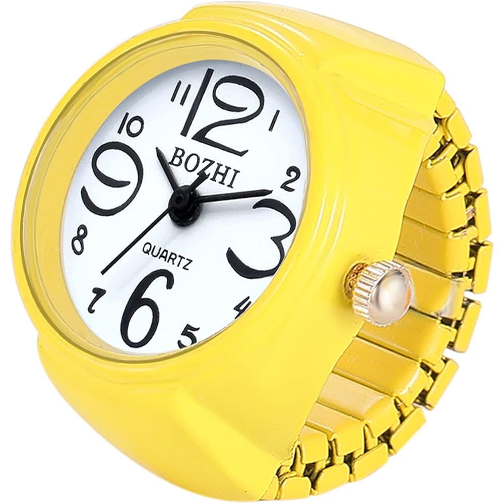 Jewelrywe Ring Watch Business Fashion Waterproof Flip Cover Numeric Dial Sports Quartz Ring Watch Stainless Steel