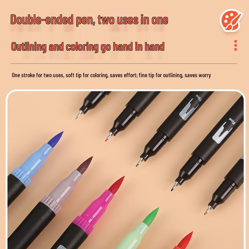 Dual-Tip Washable Watercolor Fineliner Set for Kids - Soft Tip Art Pens