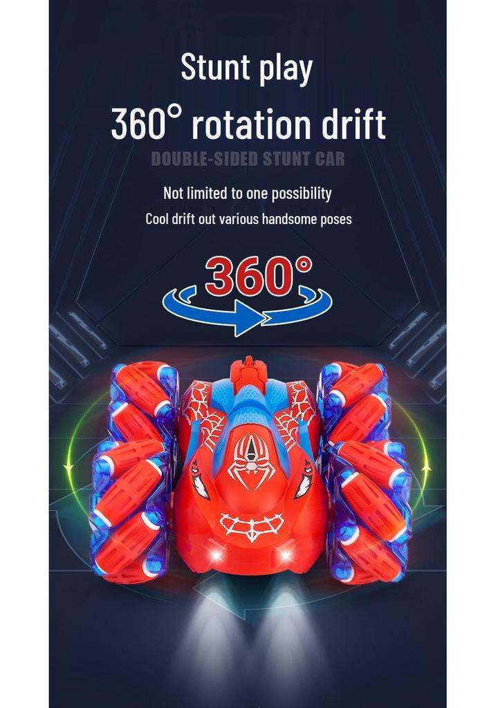 360° Flip Remote Control Stunt Car with Lights, Music, Gesture Sensing & Four-Wheel Drive