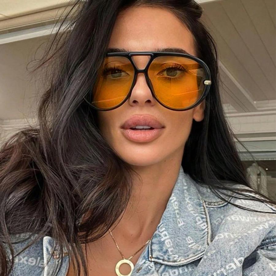 Vintage y2k Big Frame Pilot Sunglasses For Women Popular Luxury Brand Designer Sun Glasses Punk Rivet Oversized Eyewear