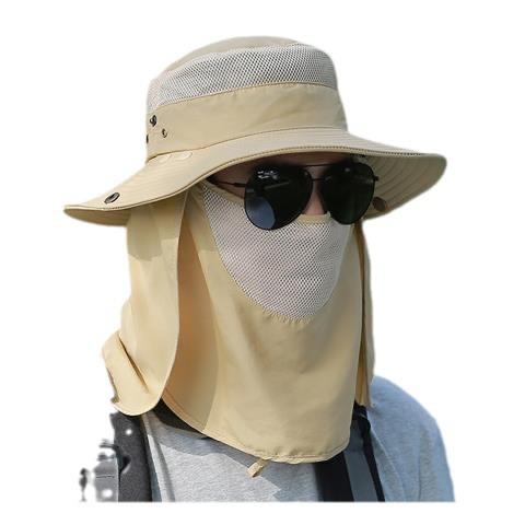 Summer Bucket Hat Sunscreen Mask Hat Integrated Sun Hat Face Cover Ultraviolet Outdoor Mining Work Site Tea Hat