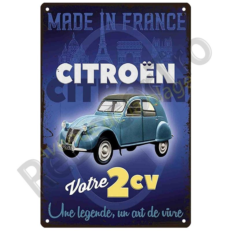 

2CV Citroen Retro Декоративный Дом Металлическая Вывеска Плакаты На Стене Жестяная Вывеска Винтажный Плакат Декор Настенное Искусство Украшение Комнаты 20 x 30cm