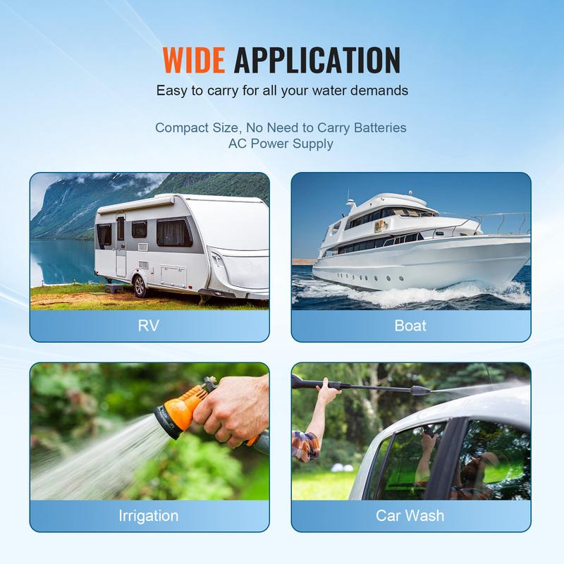 SucceBuy RV Water Pressure Diaphragm Pump 3.3GPM / 3.5GPM / 5.5GPM Adjustable Priming Sprayer Pump for Camper Marine Boat Lawn