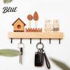 Wall Mounted Key Holder Wooden with 6 Hooks Decorative Entryway Organizer Natural Wood Coat Rack Rack Easy Mount Installation Hanger for Home Office