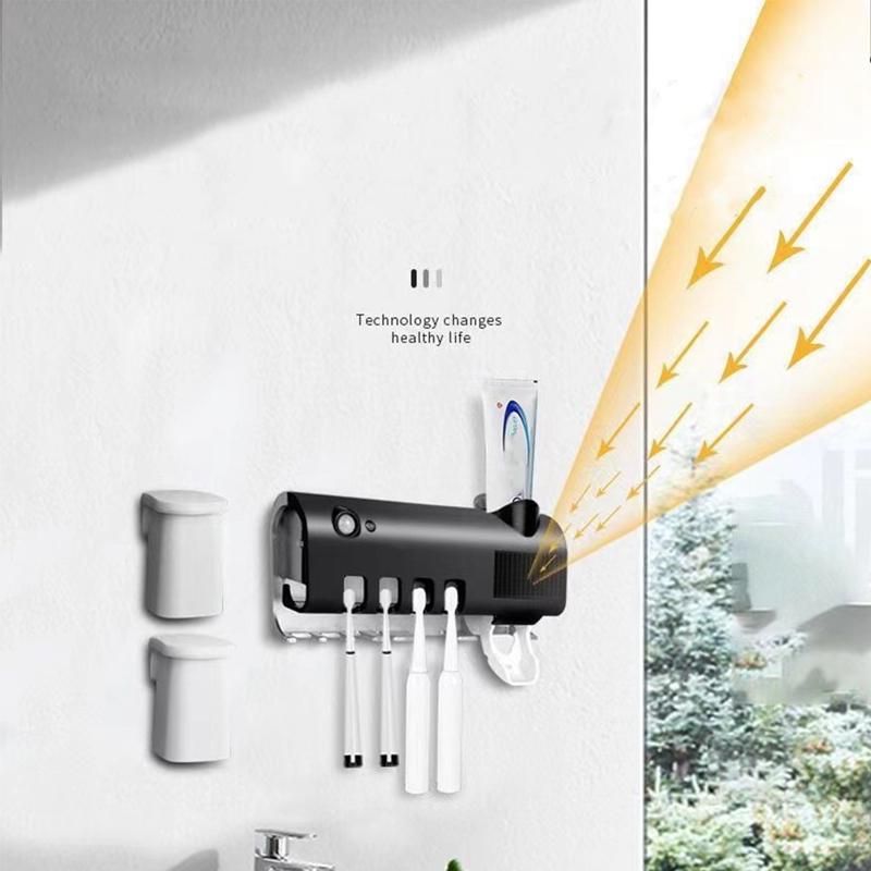Intelligent UV Toothbrush Sanitizer Solar Energy Electric Toothbrush Hanger Multifunctional Wall Mount Bathroom Accessories