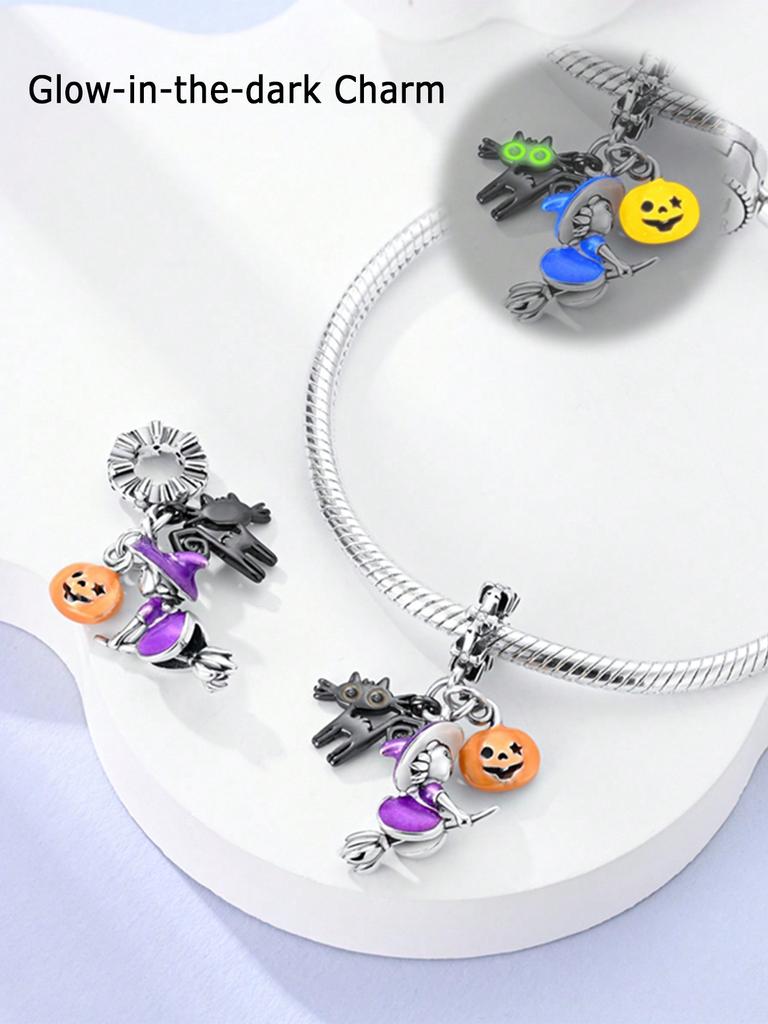 Charms Plata Copper Colors Halloween Ghost Pumpkin Beads Charm Pendant For Original Bracelet For Women Diy Jewelry Love Gift