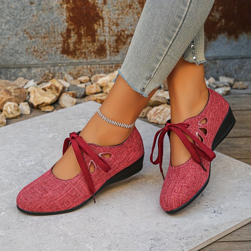 Autumn New Elegant Temperament Flat Lace-Up Single Shoes Women'S All Seasons Spring Style Shallow Mouth, Women Shoes