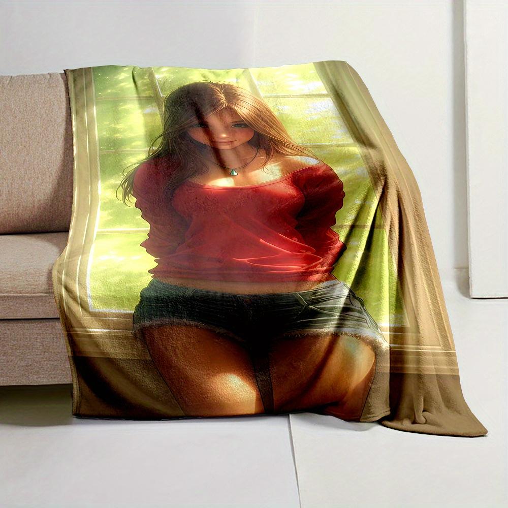 Chic Red-Dressed Woman Print Blanket - Soft Flannel, All-Season Throw for Bed, Sofa, Travel