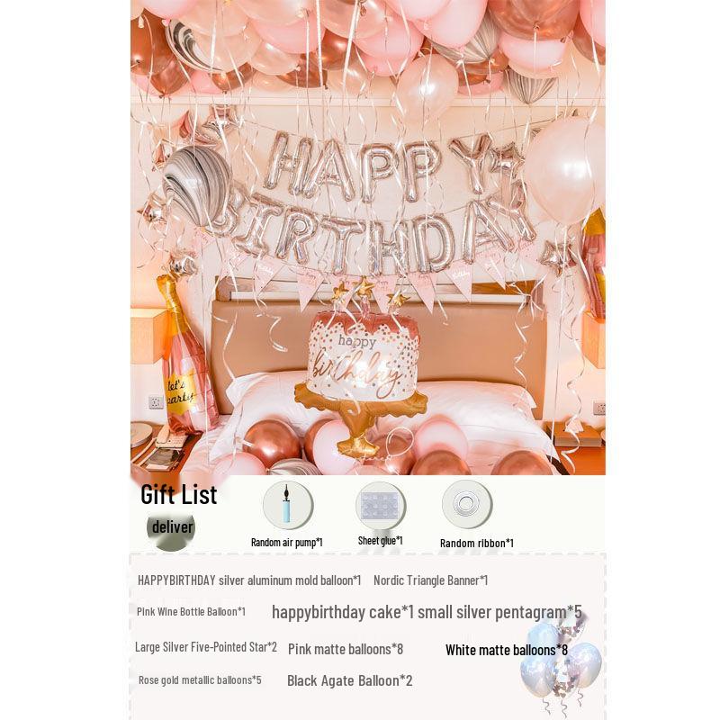 Romantic Birthday Surprise Decorations: Balloons and Background for Girls & Boyfriends