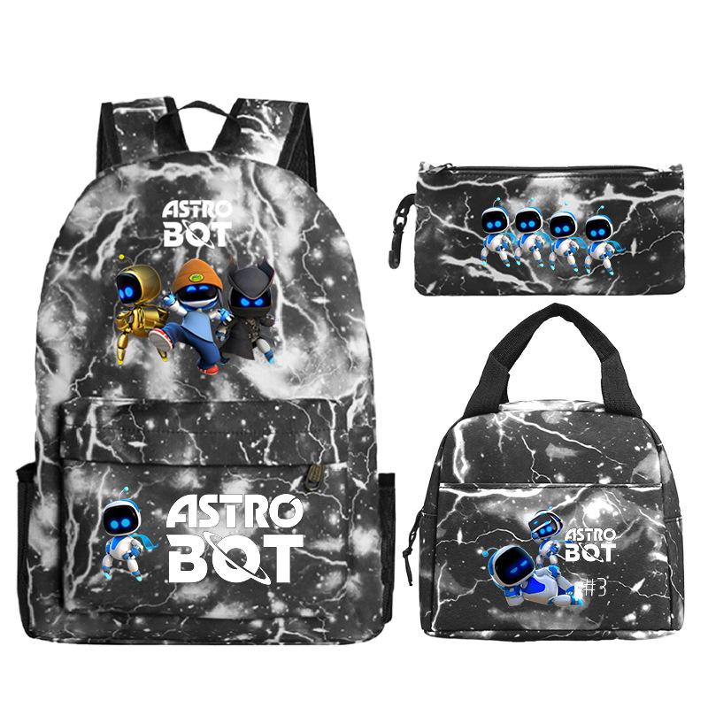 Game Astro bot peripheral printing fashion primary and secondary school students schoolbag three-piece set multi-function large capacity