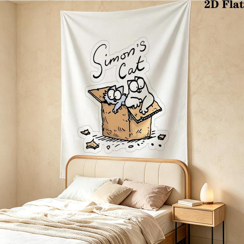 Simon'S Cat Wall Tapestry Aesthetic Wall Hanging Printed Fabric Blanket Decorative Tapestries For Bedroom Living Room Home Decor