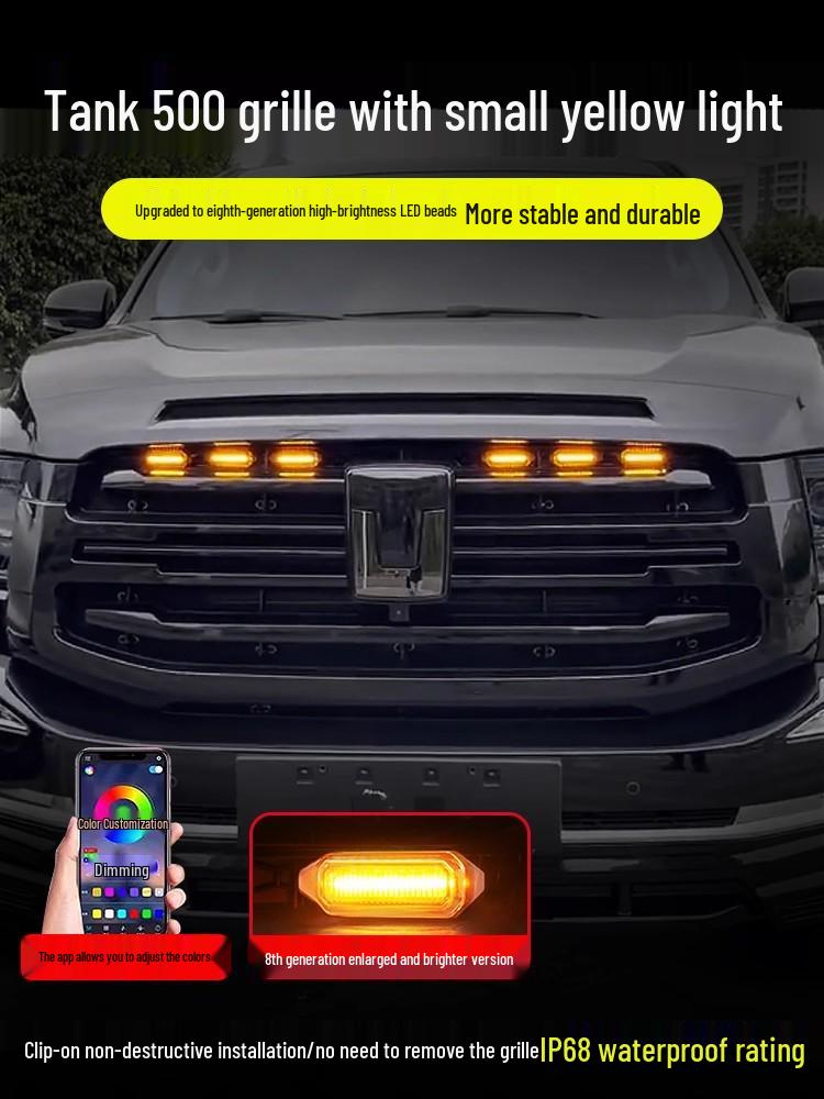 LED Ambient Grille Light for 2022-2025 Tank 500hi4z/t (Small Yellow)
