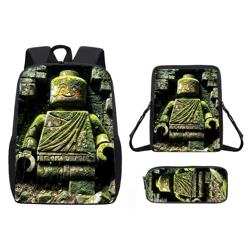 Pattern Roblox Cartoon Backpack Shoulder Bag Pencil Case Three Piece Set