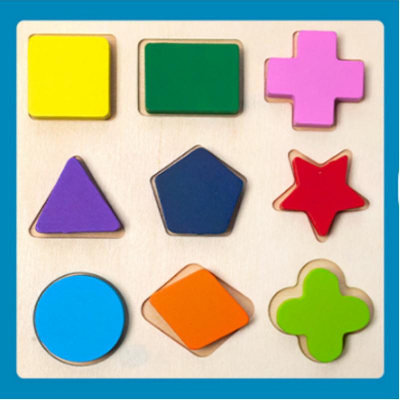 Geometrische Holzklötze Montessori Puzzle Formsortierer Mathe Frühe Bildung Lernspielzeug für Kleinkinder Baby Kognitives Training