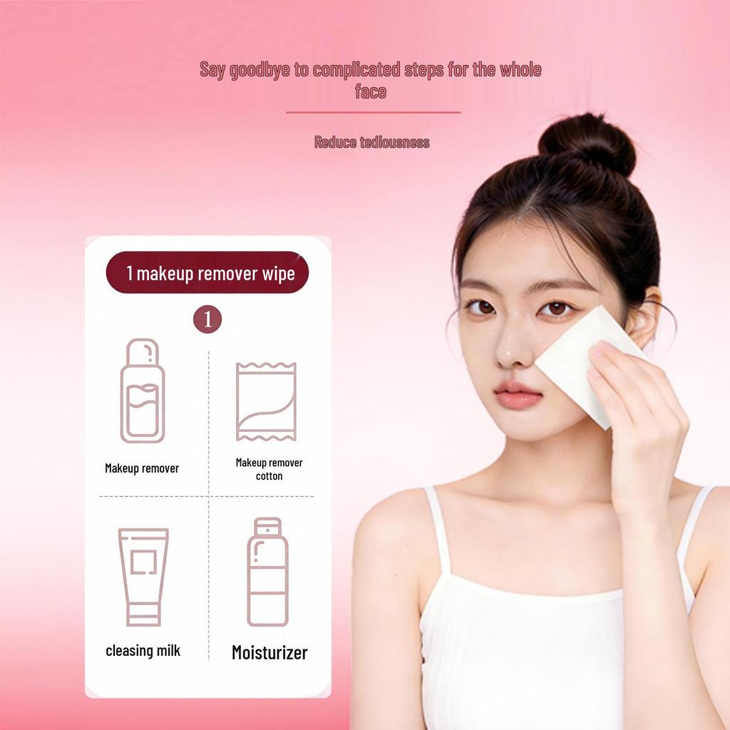 Portable No-Rinse Facial Cleansing Wipes - Disposable Makeup Remover Cotton Pads