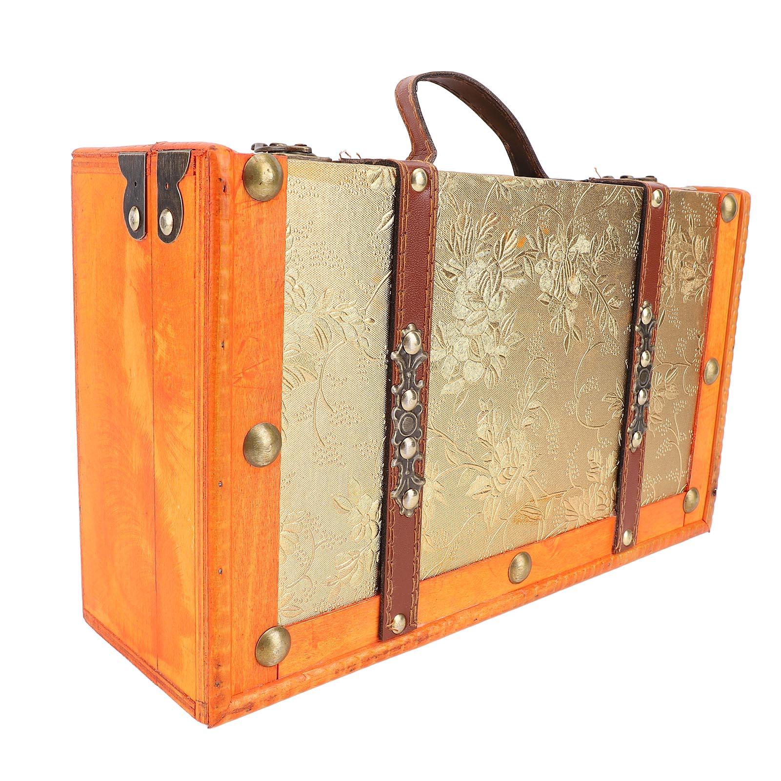 

13.46x7.87x4.33in Винтажный чемодан Деревянный сундук Портативный Декоративный Чемодан для хранения домашних вещей Фотография