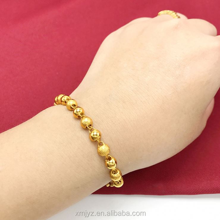 Dubai Jewelry Ladies Fashion Round Bead Braceletsgold PlatedStall Small Jewelry Solid Smooth Frosted Bracelet Source
