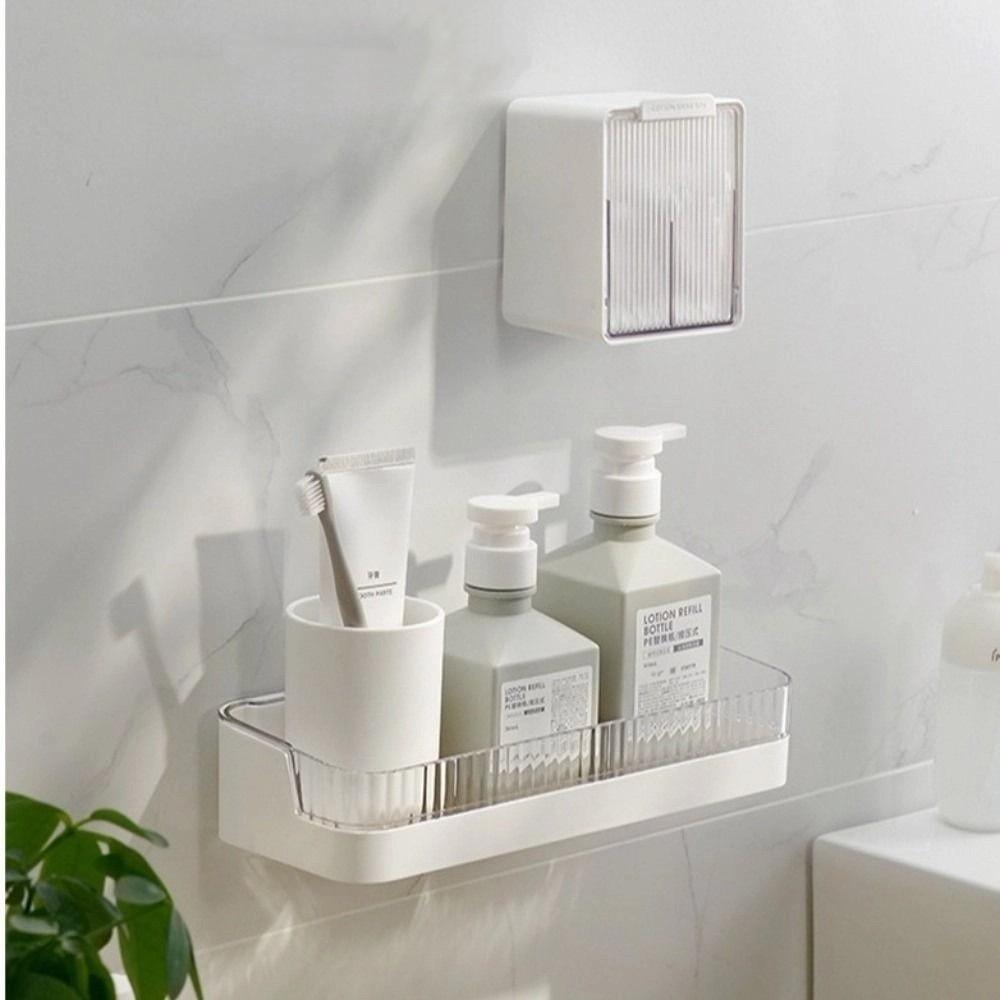 Plastic Bathroom Storage Rack Wall Mounted Bathroom Shelf Toiletries Holder  Shower