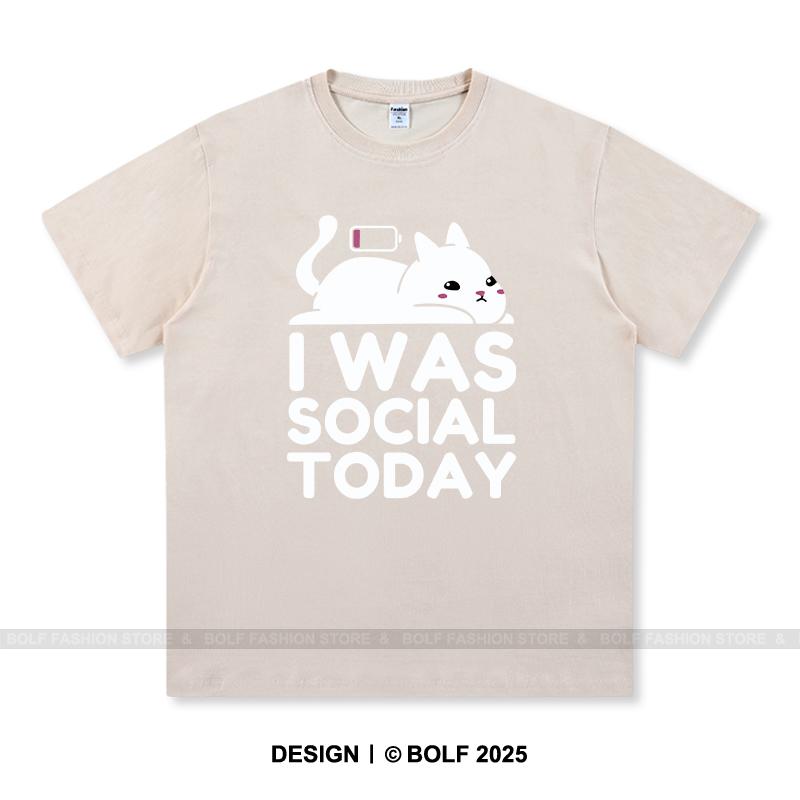 

Женская футболка с принтом «I Was Social Today» 100% хлопок, свободные футболки с интровертным принтом для лета, топы, уличная одежда для антисоциальных людей 4XL