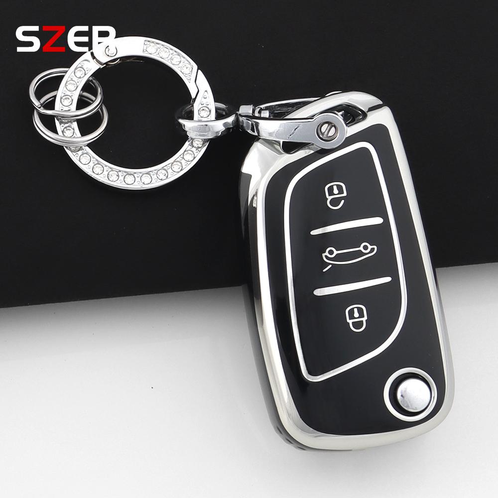 Tpu Car Folding Key Case Cover Fob Keychain For Citroen C1 C2 C3 C4 C5 Xsara Pica For Peugeot 306 407 807 For Ds Ds3 Ds4 Ds5 Ds6