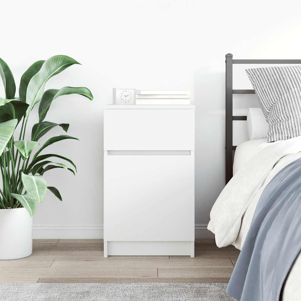 Nightstand White 39x35x65 Cm Engineered Wood
