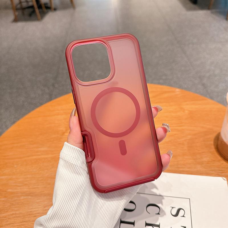 Fashion Armor Magnetic Charging Protect Cover For IPhone 17 Pro Max Air 16 15 14 Plus 13 12 Frosting Clear Anti-Drop Phone Case