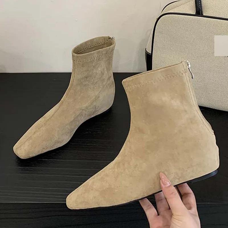 Fashion Eilyken Autumn Winter Punk Style Pointed Toe Women Ankle Boots Fashion Zipper Low Heels Ladies Shoes Concise Short Booties