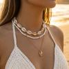 Bohemian Multilayer Metal Conch Necklace For Women Trendy Sea Shell Starfish Rice Beads Chain Choker Summer Beach Party Jewelry
