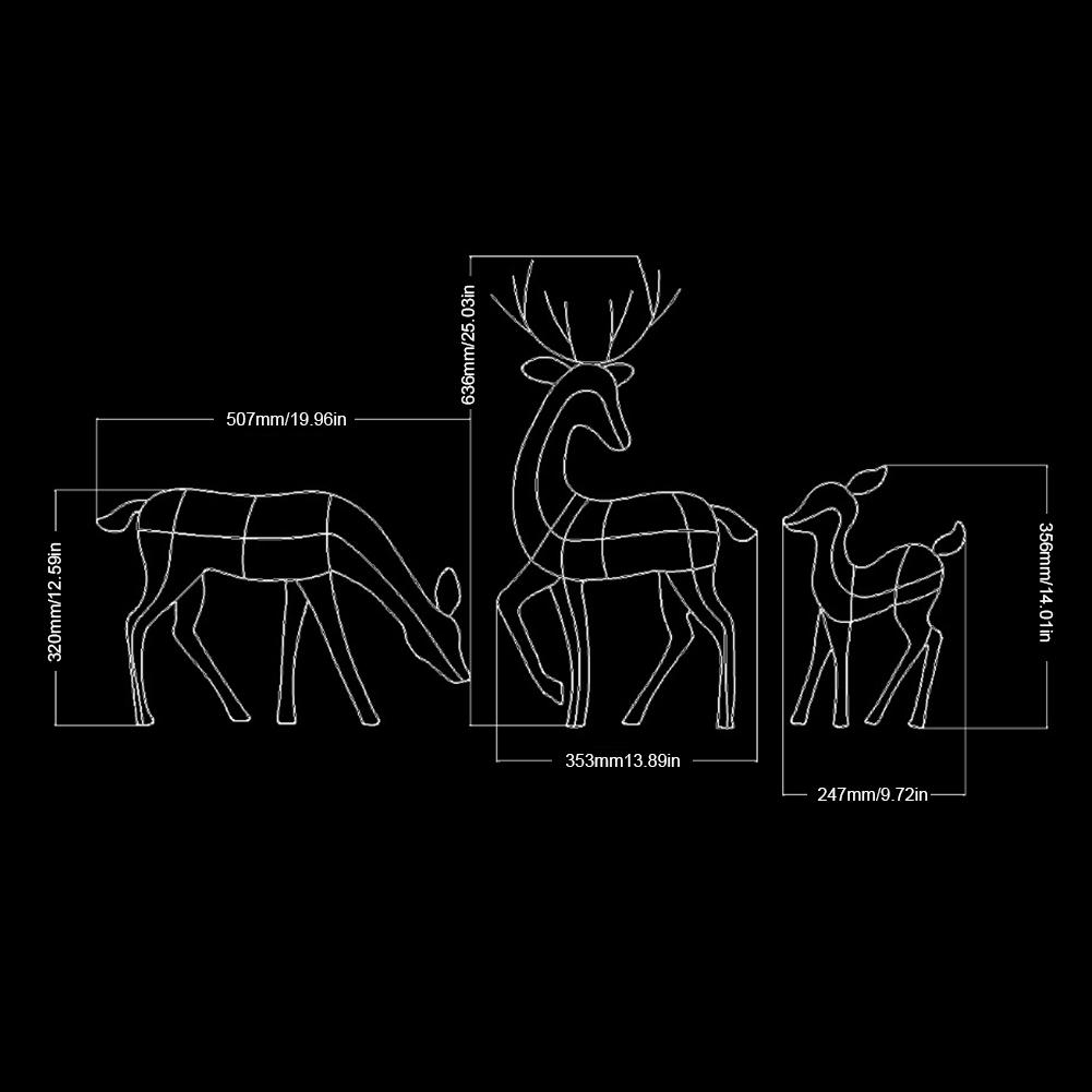 New Year 2025 Lighted Christmas Reindeer Water Resistant Light Up Decor For Garden Glow Reindeer Outdoor Yard Ornament (2D Flat)