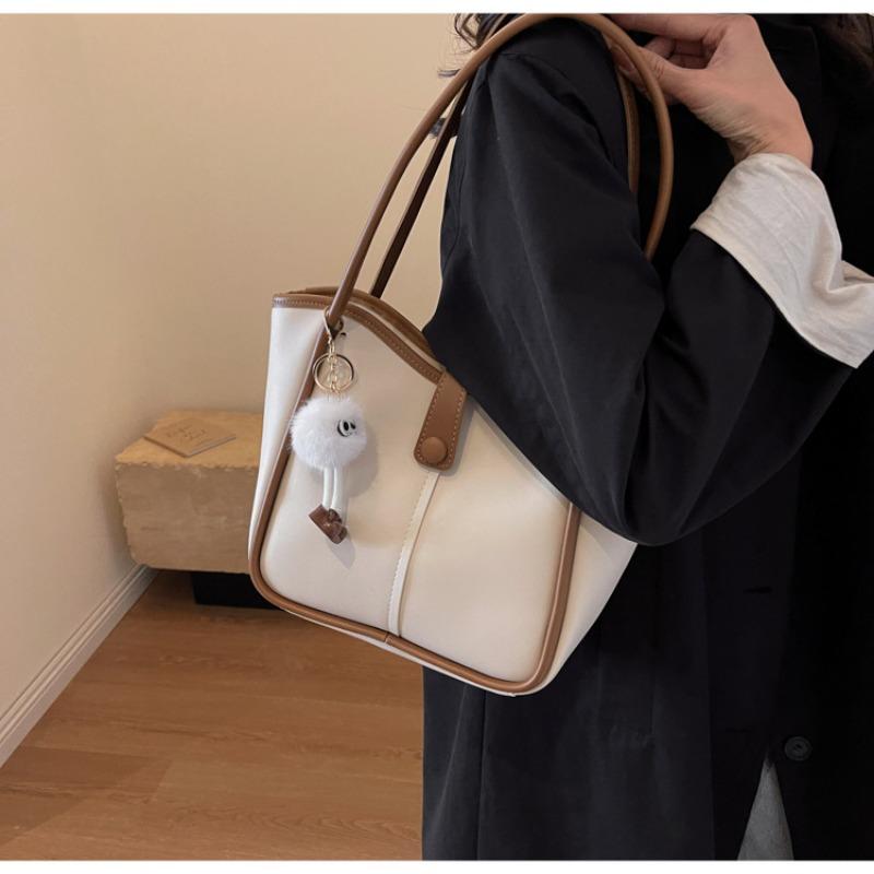 

Текстурированная сумка большой вместимости Новая модная женская сумка Осенне-зимняя наплечная сумка Сумка-тоут для поездок на работу слоновая кость