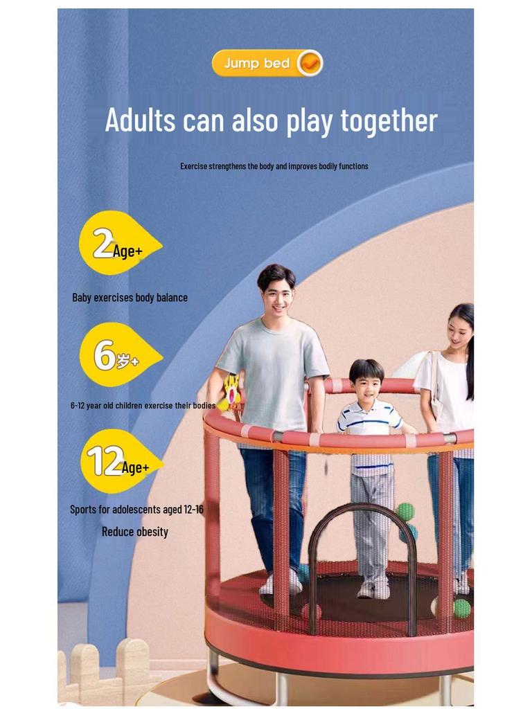 Indoor Family Trampoline with Safety Net for Kids and Adults