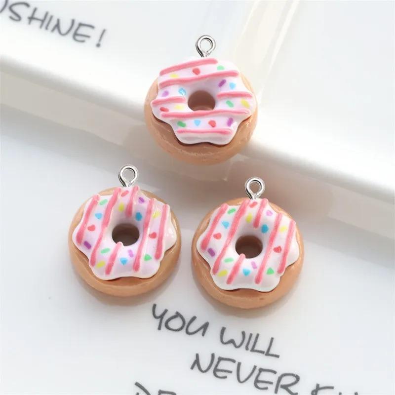 10Pcs Colorful Donut Resin Charms For Jewelry Making DIY Women Earrings Necklace Pendants Fashion Keychain Bag Accessories Decor